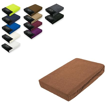 EXKLUSIV HEIMTEXTIL Frottee Spannbettlaken 60-70 x 140 cm 80% Baumwolle, 20% Polyester Öko - Tex Zertifiziert, Markenqualität, Matratzenhöhe bis 10 cm, Nougat