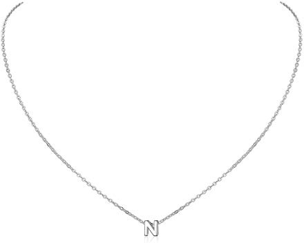 ChicSilver Cadena Inicial Mujer Colgante Letra N Plata de Ley 925 Joyería Minimalista 26 Letras Capitales Abecedario Nombre