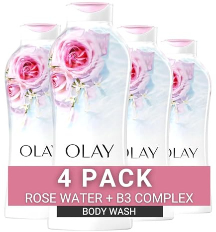 Olay Fresh Outlast Body Wash with B3, Rose Water and Sweet Nectar, 22 Fl Oz (Pack of 4)