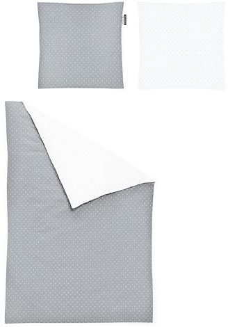Irisette Essential Mako-Satin Bettwäsche Jessica Silber, 1 Bettbezug 155 x 220 cm + 1 Kissenbezug 80 x 80 cm