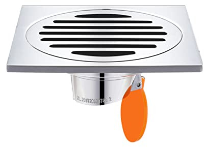 Qrity Drenaje de Suelo, Acero Inoxidable Drain de Plancher de Salle de Bain Carré, Coladores de Desagüe, 100x100mm, Plata