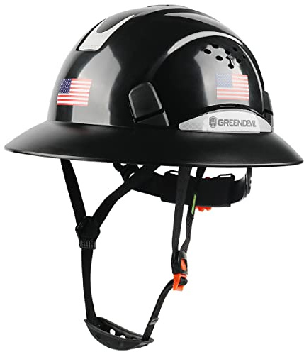 Full Brim Hard Hat Vented Construction Safety Helmet OSHA Approved Cascos De Construccion Work Hardhats with Cooling Towel for Men&Women 6 Point Adjustable Ratchet Suspension