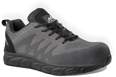 Rock Fall ProMan Atlanta Safety Trainer Fibreglass Toe Cap Boot Unisex, Full-Grain Water Repellent Safety Boots, SRC Slip Rated Work, Breathable and Vegan Friendly UK 13 Black