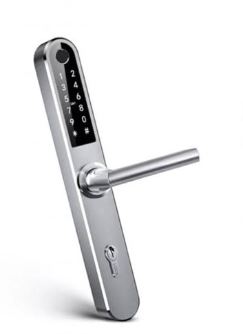 BOT Smartes Türschloss mit Zahlencode, Fingerabdruck Schloss Haustür, Alexa Türschloss Handy, Intelligentes Diebstahlsicherung, Sicherheitsschloss Wohnungstür (90mm Silber)