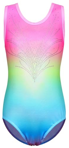 ZNYUNE Body da danza classica per ragazze, colorato, con fiocchi di neve, per bambini, ginnastica, abbigliamento sportivo, 3-12 anni, arcobaleno 8A