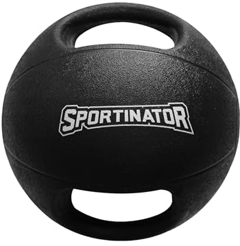 SPORTINATOR® Training's Medizinball in grau/schwarz, mit Gewichtsangabe auf dem Ball, ideal für das Kraft- und Konditionstraining. Größe 1 bis 10, Gewicht von 1 kg bis 10 kg (4)