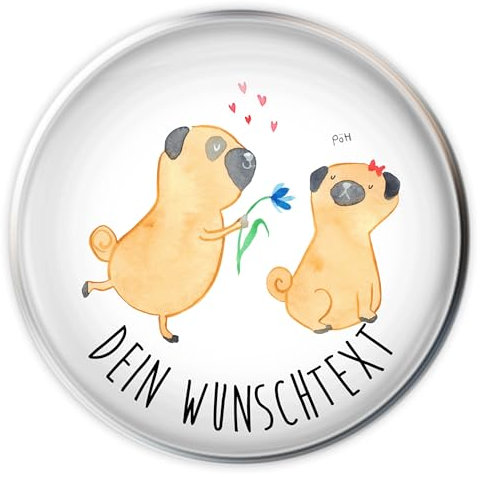 Mr. & Mrs. Panda Personalisierter Waschbecken Stöpsel Mops Verliebt - Personalisierte Geschenke, Hund, Waschbeckenstöpsel mit Motiv, Sprüche,