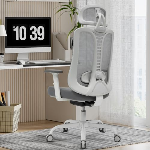 Magic Life Ergonomic Office Chair, 4 Gear Adjustable Home Desk Chair,Adjustable Lumbar Support with Thickened Cushion,3D Headrest & Comfortable Armrest Computer Chair