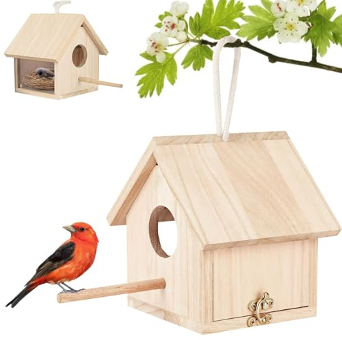 Casa de Pájaros Exterior de Madera - Casita Colgante para Decoración de Jardín y Hogar