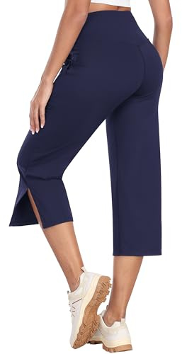 MoFiz Dam 3/4 vandringsbyxor sommar Capri stretch yogabyxor med fickor