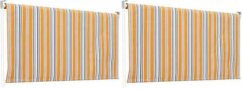 Linea Garden Friend Tenda da Sole A Caduta con Rullo in Alluminio E Copertura in Poliestere, Colore Riga Gialla, 200 x 7 x 8 Cm (Confezione da 2)