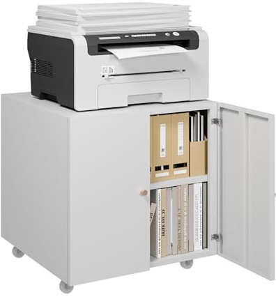 STEELIST Metal Printer Stand, Large Printer Table with Wheels, Heavy Duty Printer Cabinet Stand, Printer Stand with Storage, Modern Printer Stands for Home Office, Copier, Computer, Fax