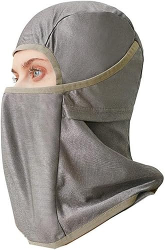 Amradield Pure Silver Fiber Protection Face Mask Faraday Silver Protection Multifunctional Wrap, Hat, Head Scarf, Face Covering Integrated Type Blocking 4G 5G, WiFi, Cellular, Bluetooth for All Man