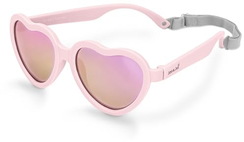JAN & JUL Girls' Heart Shaped Polarized Sunglasses with Strap, Flexible and Durable for Toddlers (Soft Pink, M: 2-6 Years)
