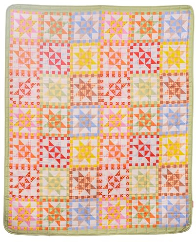 ban.do Retro 50 x 60 Quilted Blanket for Couch/Bed/Picnic, Vintage Inspired Throw, Patchwork