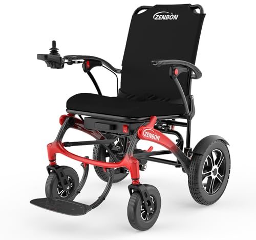 Carbon Sedia a Rotelle Elettrica Pieghevole Leggera (Rosso)