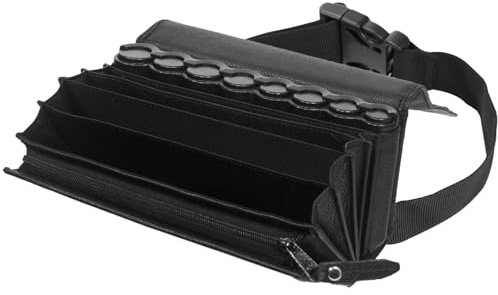 HMF Cartera de Camarero de Cuero, Monedero Profesional con Cambiador de Monedas Euro y Correa de Transporte | con Compartimento con Cremallera | 20,5 x 6,5 x 10 cm | Negro
