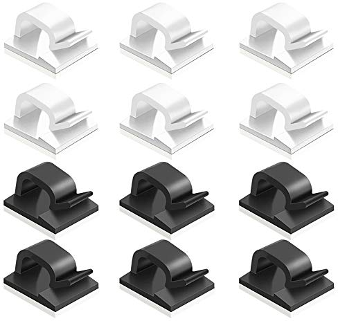 60 clips piezas Adhesivo cable, hilo FineGood cable clip plástico organizadores de cables de gestión de almacenamiento para Home Office - negro, blanco