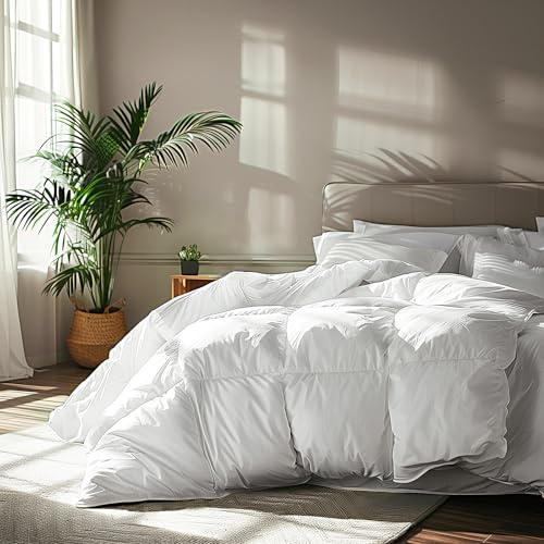 Serta 233 trådantal vit fjäder gåsdun fiber extra värme täcke, TWIN