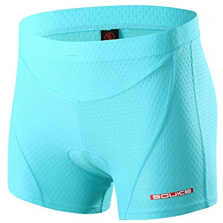 Souke Sports sous-Vêtements pour Femme Courts de Cyclisme 3D Rembourré Respirant Cuissard de Vélo Séchage Rapide,3XL,Bleu-Bleu Clair