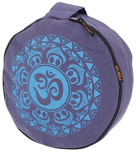 GURU SHOP Yogakudde, yogakudde, tryckt meditationskudde med dinkelfyllning – blå/turkos, 15 x 25 x 25 cm, meditationskudde och sittdyna