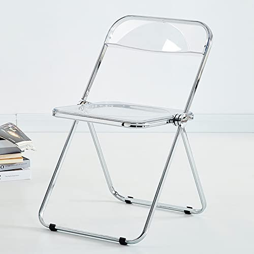AoForce Chaises Pliantes en Acrylique Chaise Pliante Transparente de Luxe Moderne - Siège en Cristal empilable - Siège de Salon - Chaise d'appoint à Cadre chromé for l'intérieur (Color : White)