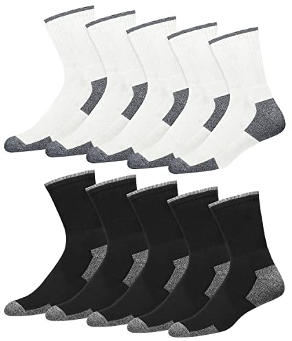 SOXCO 10 Paires de Chaussettes de Sport en Coton pour Homme – Chaussettes Hautes de Travail (EU 43 46, Multicolore)