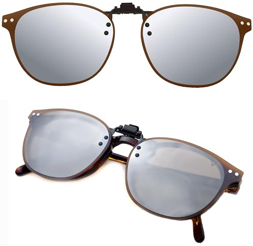 CREYESTAL Clip Gafas de Sol Polarizadas, Clip para Gafas para Sol, Clip Solar, Abatible y Ultraligero, Hombre, Mujer, 100% Anti-UV