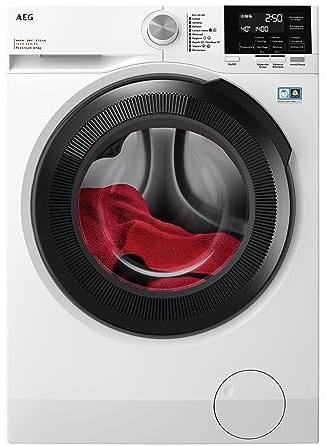 AEG Lavasciuga Kombi LWR7G856OB Serie 7000, 8 kg Lavaggio e 5 kg Asciugatura, Tecnologia ProSteam, DualSense, PreciseLoad, Silent System Plus, Vapore Refresh, 847x597x576 Bianco, Classe D
