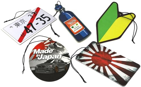 5x Duftbaum JDM Starter Kit - Wakaba Japan Import - Rising Sun - Duft NEW CAR - Accessories Zubehör Auto Air Freshener Lufterfrischer