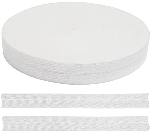 Aerzetix – C70262 – gummiband rulle – snedband 18 m – bredd 20 mm – färg vit – tillverkad av polyester och elastan – konfektion, kortvarig, skrädderi, kläder, tyg, hantverk