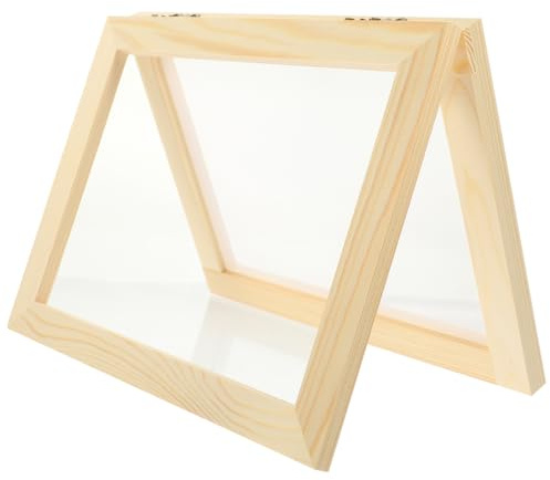 Lurrose Pine Wood Paper Making Frame 9.84X7.48 Inch Wooden DIY Craft Mold Deckle Screen Mesh Tool for Educational Paper Craft Projects and Home Decoration
