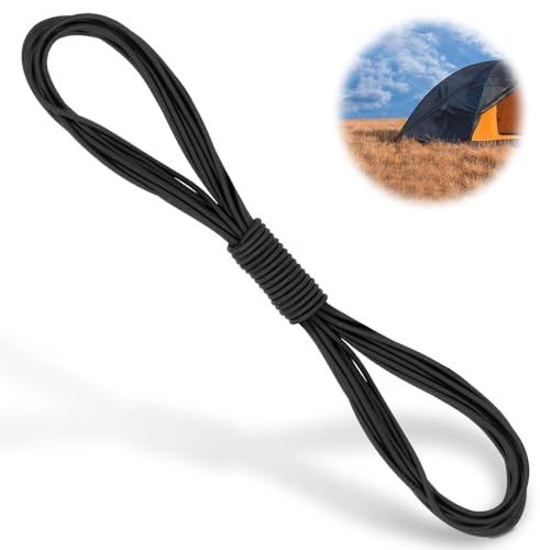 Akicderu gummirep, 4 mm, 20 m, expanderrep, mångsidigt gummirep, starkt elastiskt gummiband, gummiband, presenningsrep, spännrep för gör-det-själv, svart