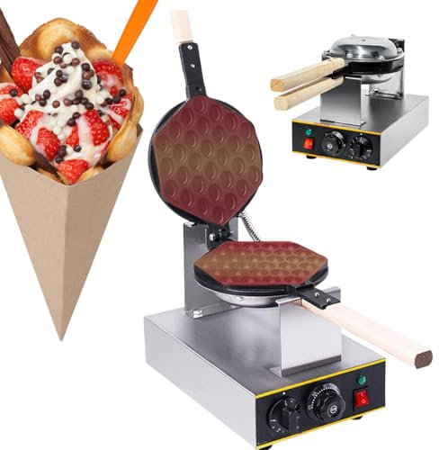 pedenencelia Gaufrier À Bulles Commercial/Fer À Bulles D'Œufs 1400 W,Rotatif À 180°,avec Bouton Contrôle Température Indépendant Et Bouton Minuterie,pour Restaurants Ou Maison