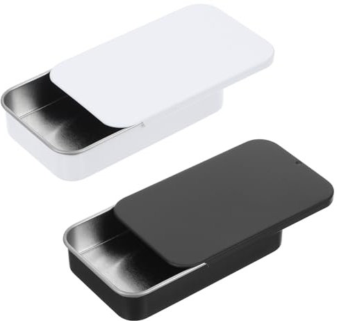 Zahnseide Boxen 2 Stück Tragbare Zahnseide Boxen Metall Zahnseidebox 8x5x1.5cm Tragbare Reise Zahnseide Box Nachfüllbarer Aufbewahrungsbehälter für Reisen, Verabredungen,Hotels-Schwarz,Weiß