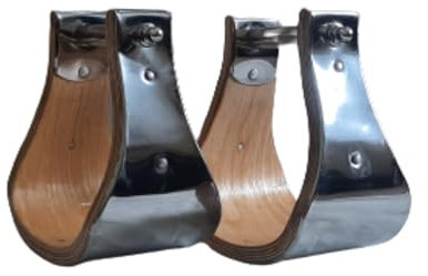 Craft Colt Hölzerne breite Western-Steigbügel mit Stahlüberzug, Holzglocken-Sattel-Steigbügel (Größe: 10,2 cm Übergröße)