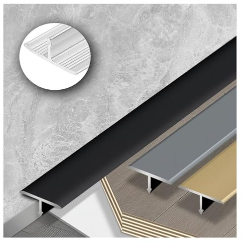 Profilo di Transizione A T Lega di Alluminio - Listello decorativo - strisce di rivestimento per pavimenti in laminato - Striscia di Giunzione per Pavimenti, per pavimenti Laminato(Gold,1.5CM)