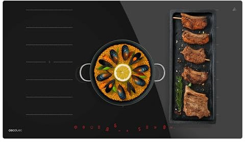 Cecotec Placa de Induccion 2 Zonas Flex - 1 Fuego Bolero Squad I 5600 FullFlex90. 10200W, 2 Zonas Flex, 1 Zona 30cm, 9 Niveles, Booster, Control Táctil, Keep Warm, Kid Lock, Temporizador, Ancho 90cm