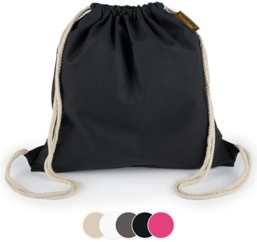 Naturstube® Turnbeutel Baumwolle Schwarz (1 Stück, 38 x 42 cm) Oeko-TEX® zertifiziert | Stoffbeutel & Sportbeutel zum Bemalen | Jute Beutel für Festival | Damen, Herren & Kinder | Plastikfrei verpackt