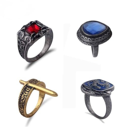 SXYNIO Darks Soul Vintage Punk Ringe Für Männer Frauen Cosplay Lord of Sunlight Gwyn Offenen Ring Knöchel Stapeln Ringe Set (4pcs)