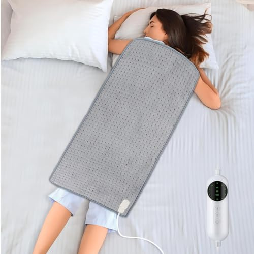 Cuscino Riscaldante Extra Large 100 x 50 cm per Alleviare il Dolore alla Schiena, Elettrico, per Crampi Mestruali, per Dolore alla Spalla, al Collo, al Ginocchio e alla Gamba, Calore Umido/Secco, 10