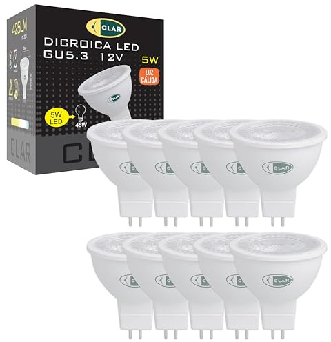 CLAR GU5.3 LED-lampa MR16 12 V, 5 W, 3 000 K varmvit, ej dimbar (förpackning 10)