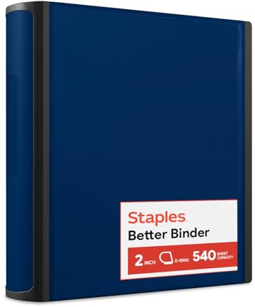 Staples Better Binder 2-Inch 3-Ring Binder, Blue – Heavy-Duty Binder for School & Office Organization