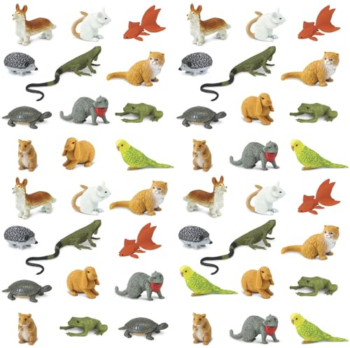 Safari Ltd. Pets Bulk Bag - Set of Miniature Toy Pet Figurines - 48 Piece Collection for Boys, Girls & Kids Age 3+