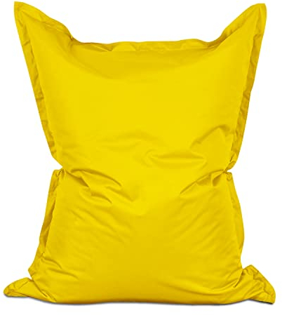 Lumaland Puff Pera Otomano Gigante XXL 380l con Relleno Incluido - Sillón Relax Impermeable para Interior y Exterior - Mueble Ideal para Salón, Jardin y Terraza - 140 x 180 cm / Amarillo
