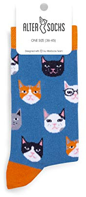 Chaussettes Célèbres Motifs, Peintures et Personnes - Unisexe Homme Femme / Taille 36-45 / Hipster Drôle, Chat, Taille Unique