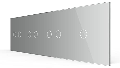Livolo Nur Glasblende 4 Fach VL-C7-C2/C2/C2/C1-15 Grau Glasrahmen Glas Blende für Touch Berührungs Lichtschalter und Serienschalter