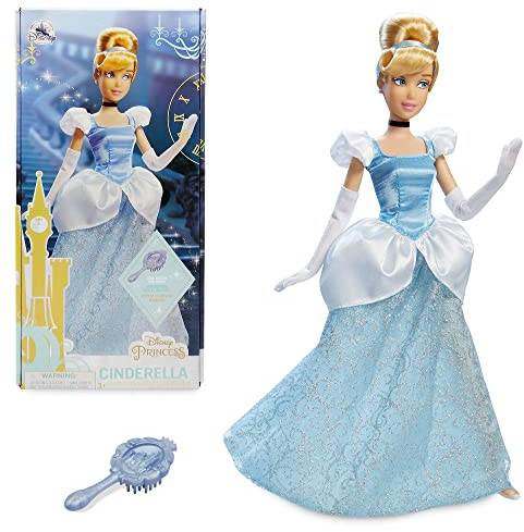 Disney Store Official Princess Cinderella Classic Doll for Kids, 29cm/11”, Fully Posable Toy in Glittering Outfit, Includes Slippers, Evening Gloves, Choker and Brush - Suitable for Ages 3+
