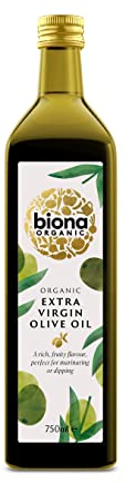 Biona Organic Extra Virgin Olive Oil, 750ml - Cold Pressed - From Organically Grown Mediterranean Olives - Rich Fruity Flavour - For Marinating and Dipping