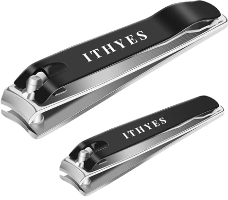 Ithyes Set di 2 tagliaunghie per unghie spesse, tagliaunghie in acciaio inox, tagliaunghie e tagliaunghie con grande per uomo e donna